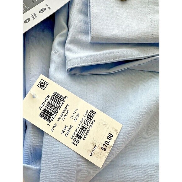 Alfani Men Slim-Fit Performance Dress Shirt Button up Light Blue 17-17 1/2 36-37 - Picture 7 of 8
